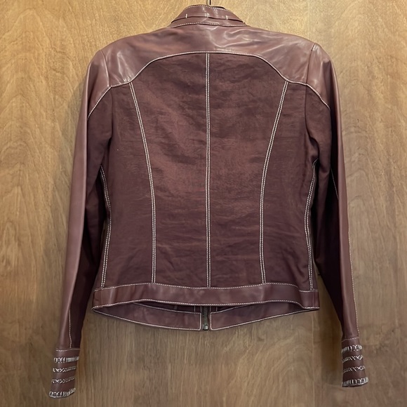 CACHE LINEN JACKET WITH LEATHER CONSTRAST - Picture 11 of 13